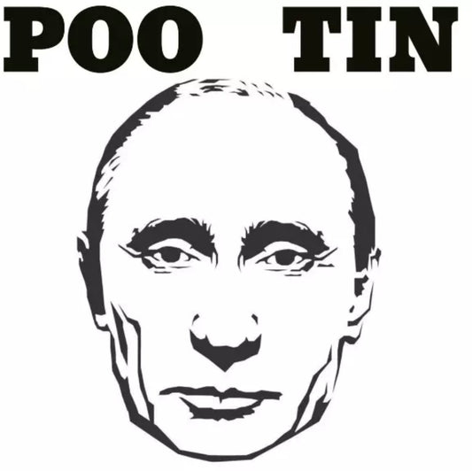 Poo Tin (Vladimir Putin) - Vinyl Coated - Self-Adhesive Sticker - 20 Pack